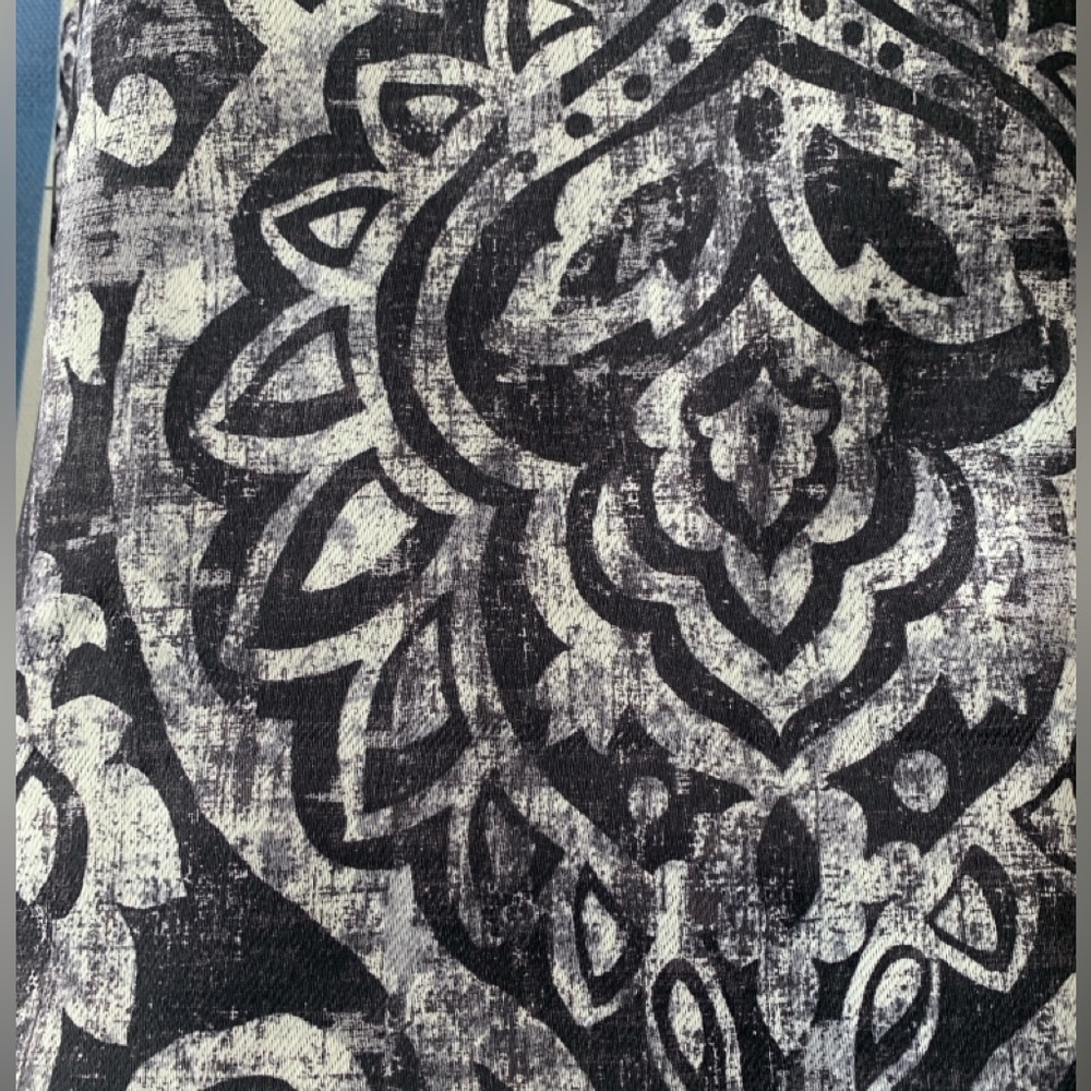 Black, gray and White Patterned black out curtain panel.